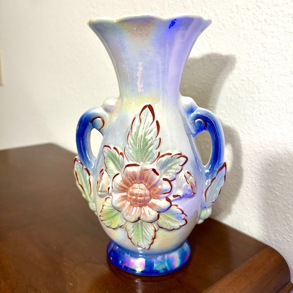 Vintage Lusterware Iridescent Glaze Flower Vase